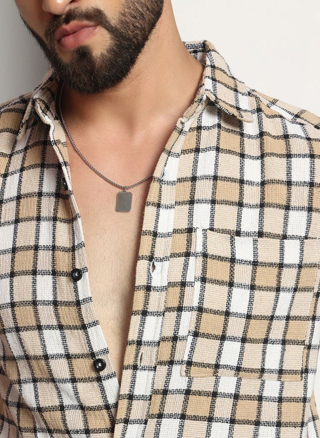 CHIMPAAANZEE Men Tartan Checks Opaque Checked Casual Shirt - Image 2